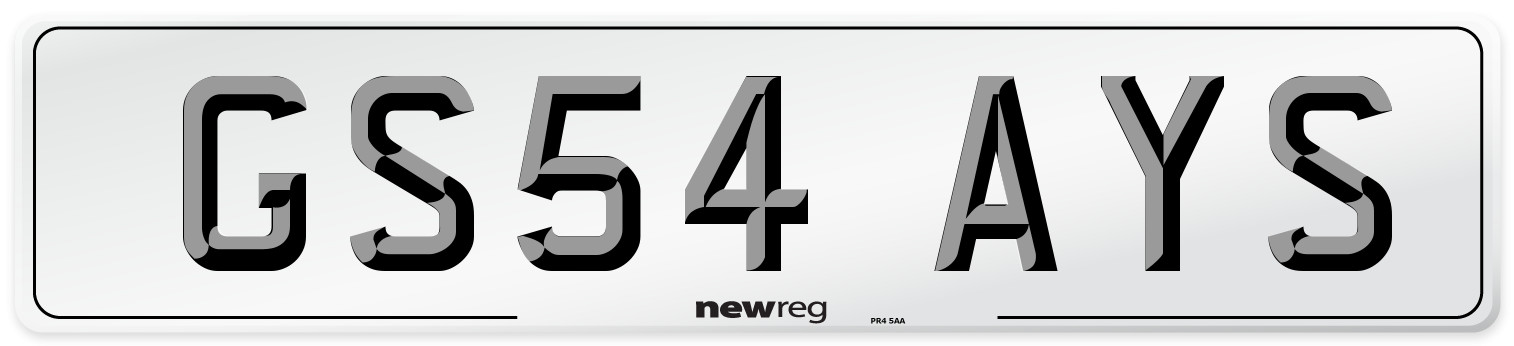 GS54 AYS Number Plate from New Reg
